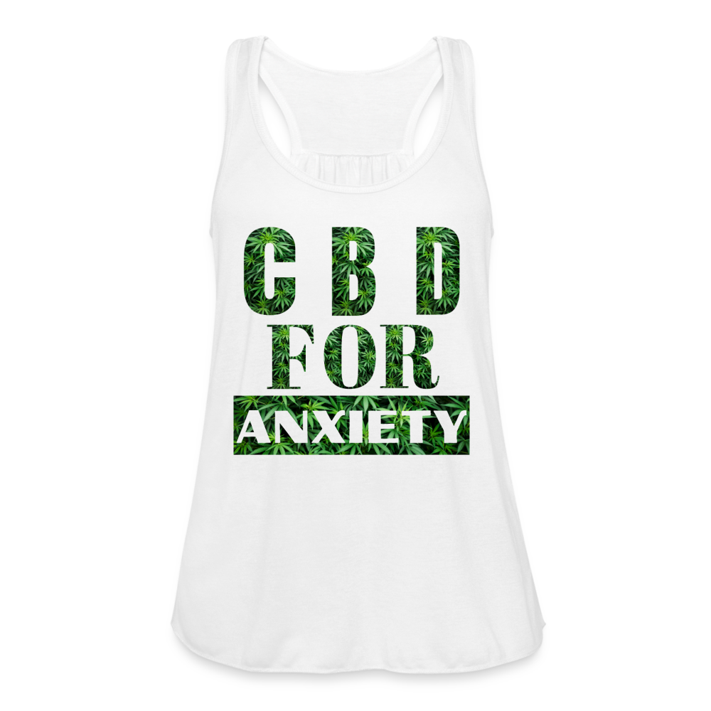 CBD For Anxiety Ladies Flowy Tank Top - white