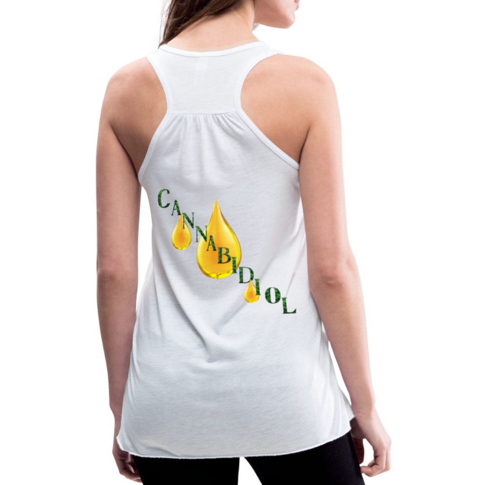 CBD For Anxiety Ladies Flowy Tank Top - white