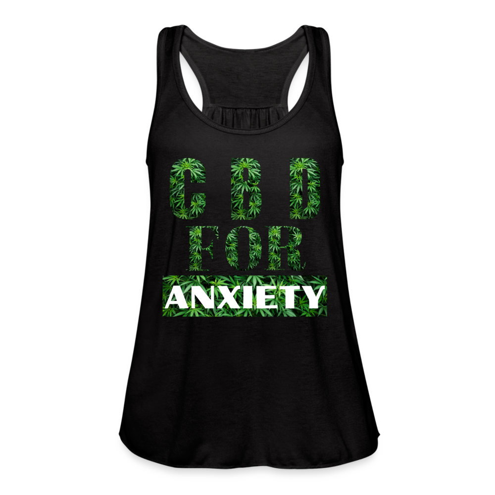 CBD For Anxiety Ladies Flowy Tank Top - black