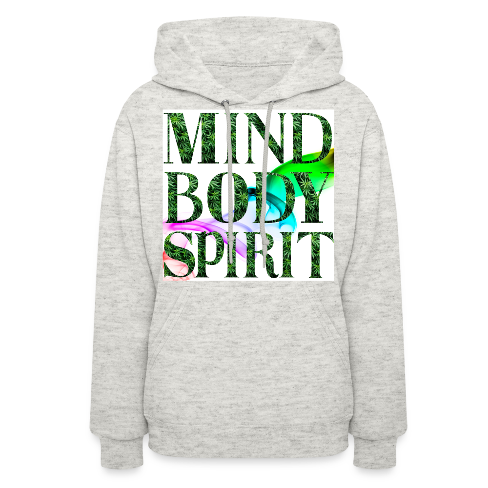 Mind Body Spirit Cannabis Ladies Hoodie - heather oatmeal