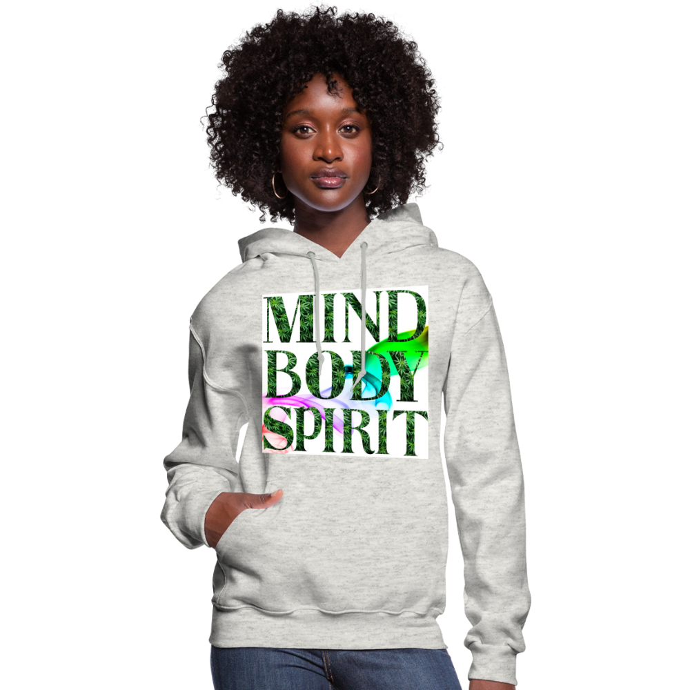 Mind Body Spirit Cannabis Ladies Hoodie - heather oatmeal