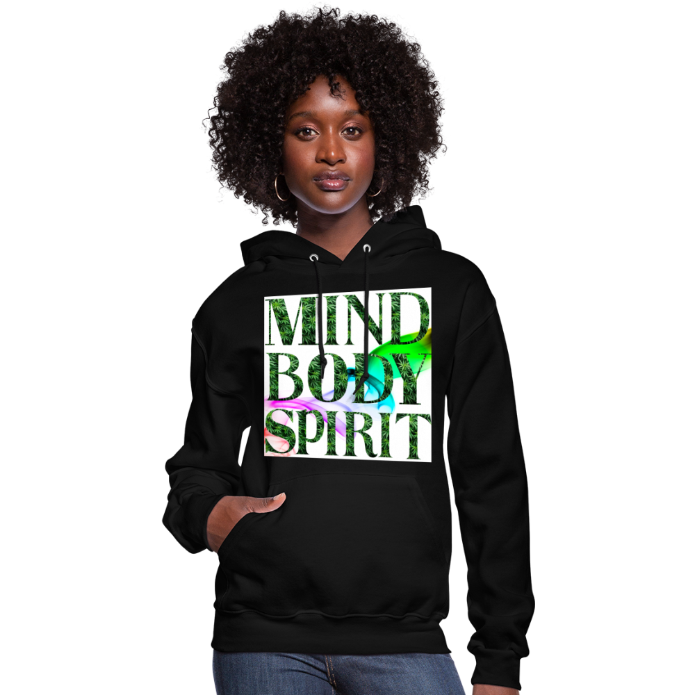 Mind Body Spirit Cannabis Ladies Hoodie - black