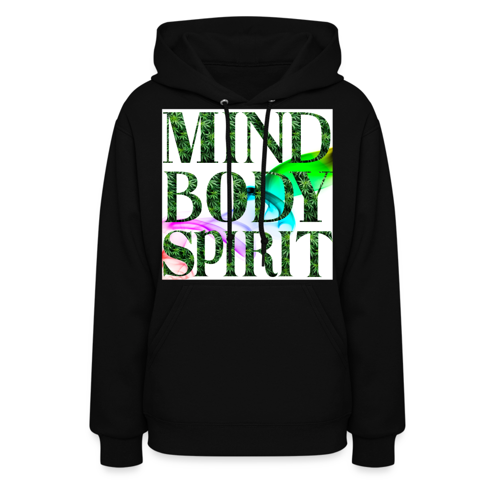 Mind Body Spirit Cannabis Ladies Hoodie - black