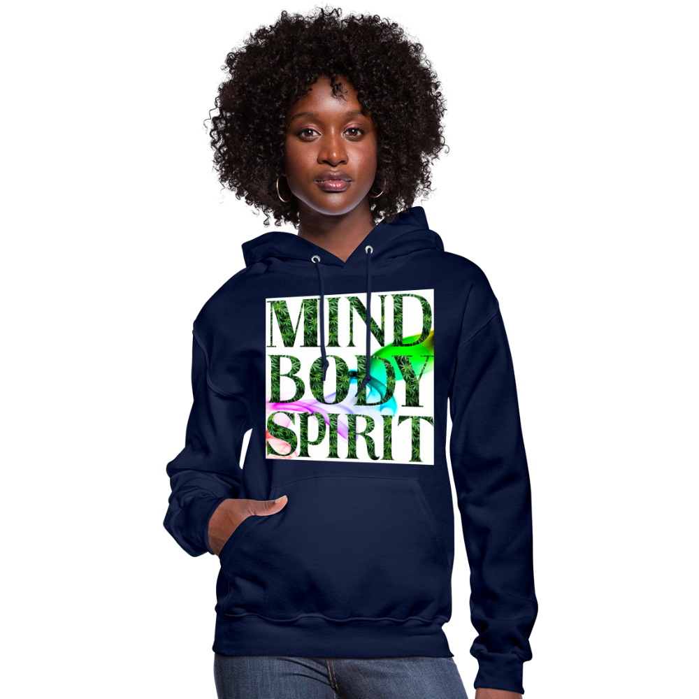 Mind Body Spirit Cannabis Ladies Hoodie - navy