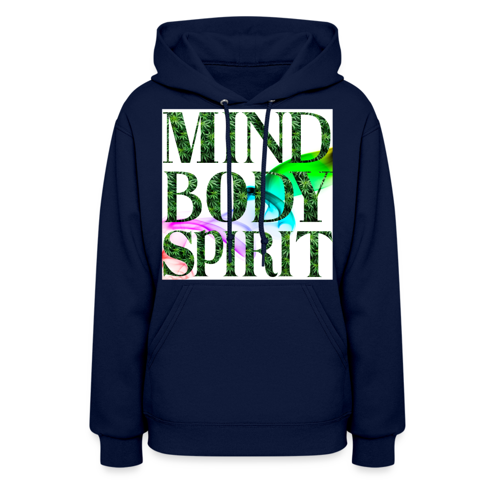 Mind Body Spirit Cannabis Ladies Hoodie - navy