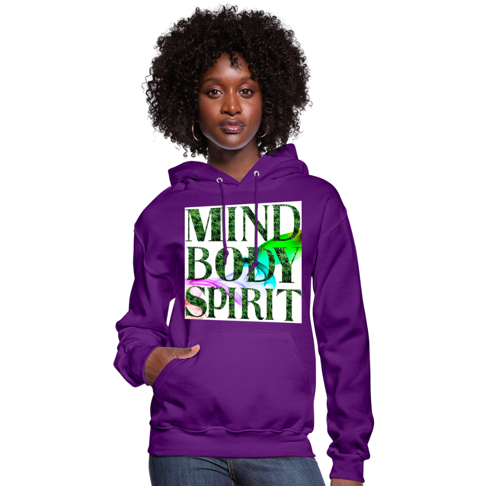 Mind Body Spirit Cannabis Ladies Hoodie - purple