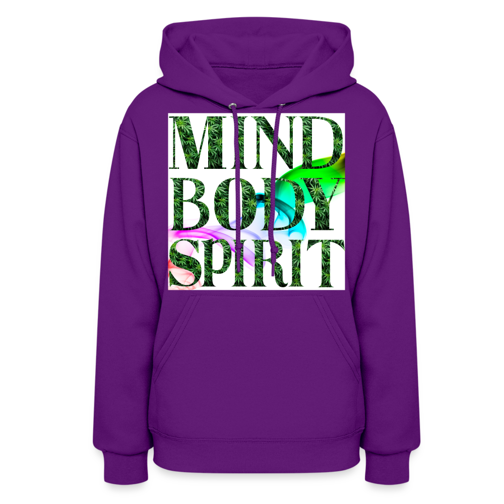 Mind Body Spirit Cannabis Ladies Hoodie - purple