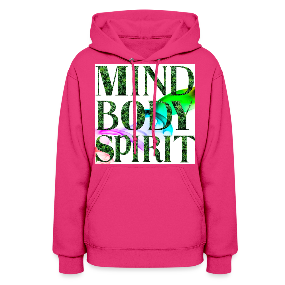 Mind Body Spirit Cannabis Ladies Hoodie - fuchsia