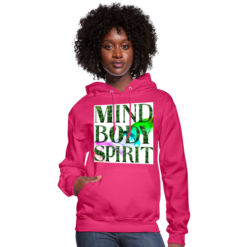 Mind Body Spirit Cannabis Ladies Hoodie - fuchsia