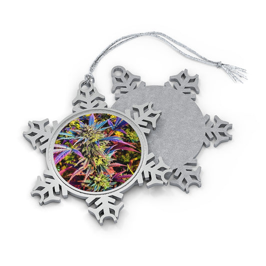 Cannabis Pewter Snowflake Ornament