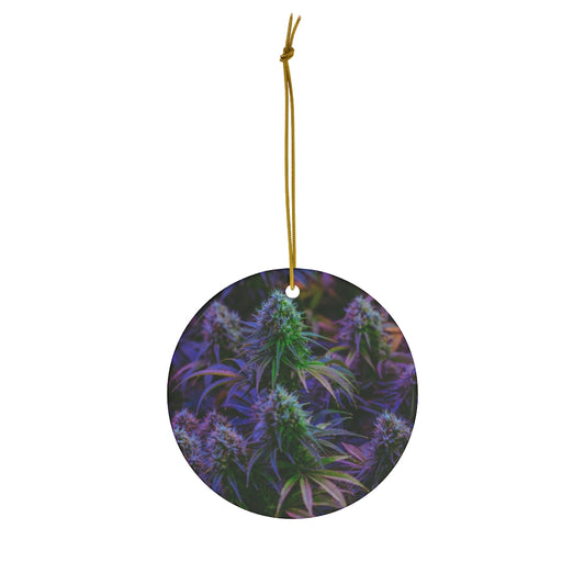 The Purple Cannabis Round Ceramic Ornaments