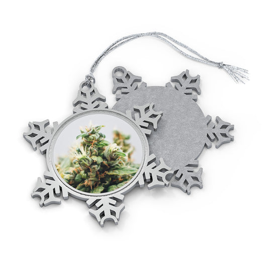 Cannabis Pewter Snowflake Ornament