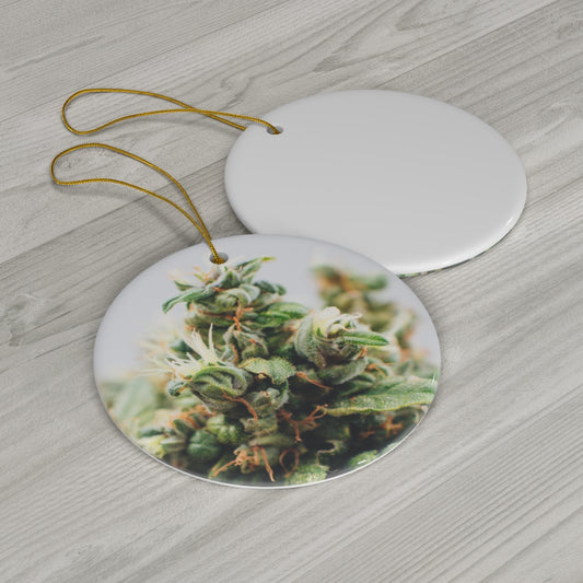 CannaBloom Cannabis Round Ceramic Ornaments