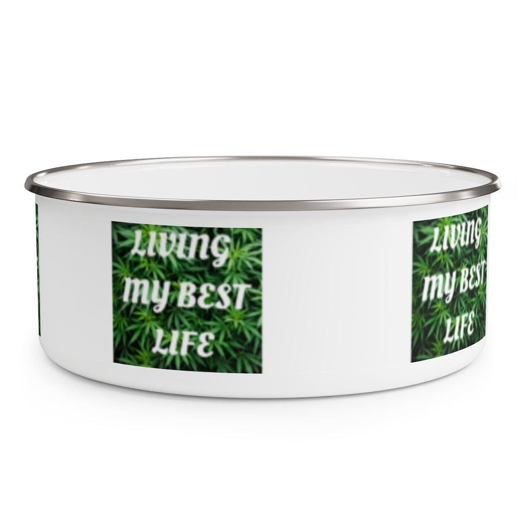 Living My Best Life Cannabis Enamel Bowl & Lid