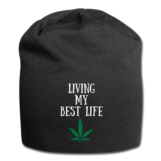 Living My Best Life Jersey Beanie - black