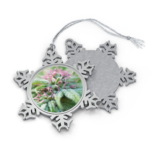 Cannabis Pewter Snowflake Ornament