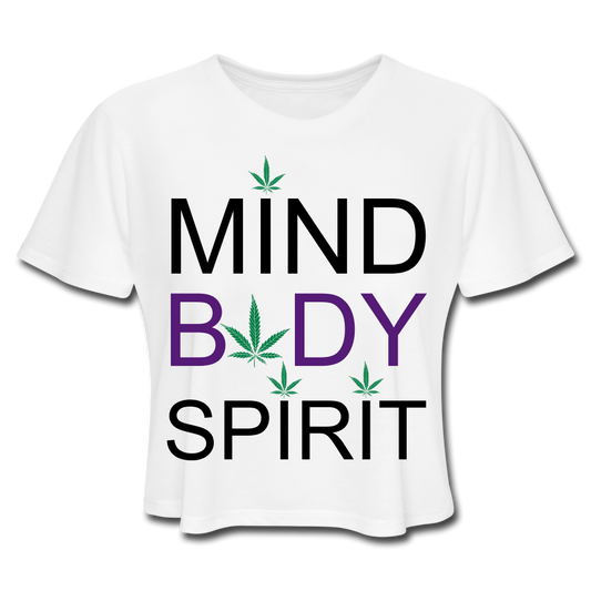 Mind Body Spirit Women's Cropped T-Shirt - white