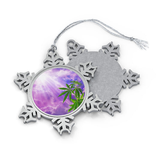 Cannabis Pewter Snowflake Ornament