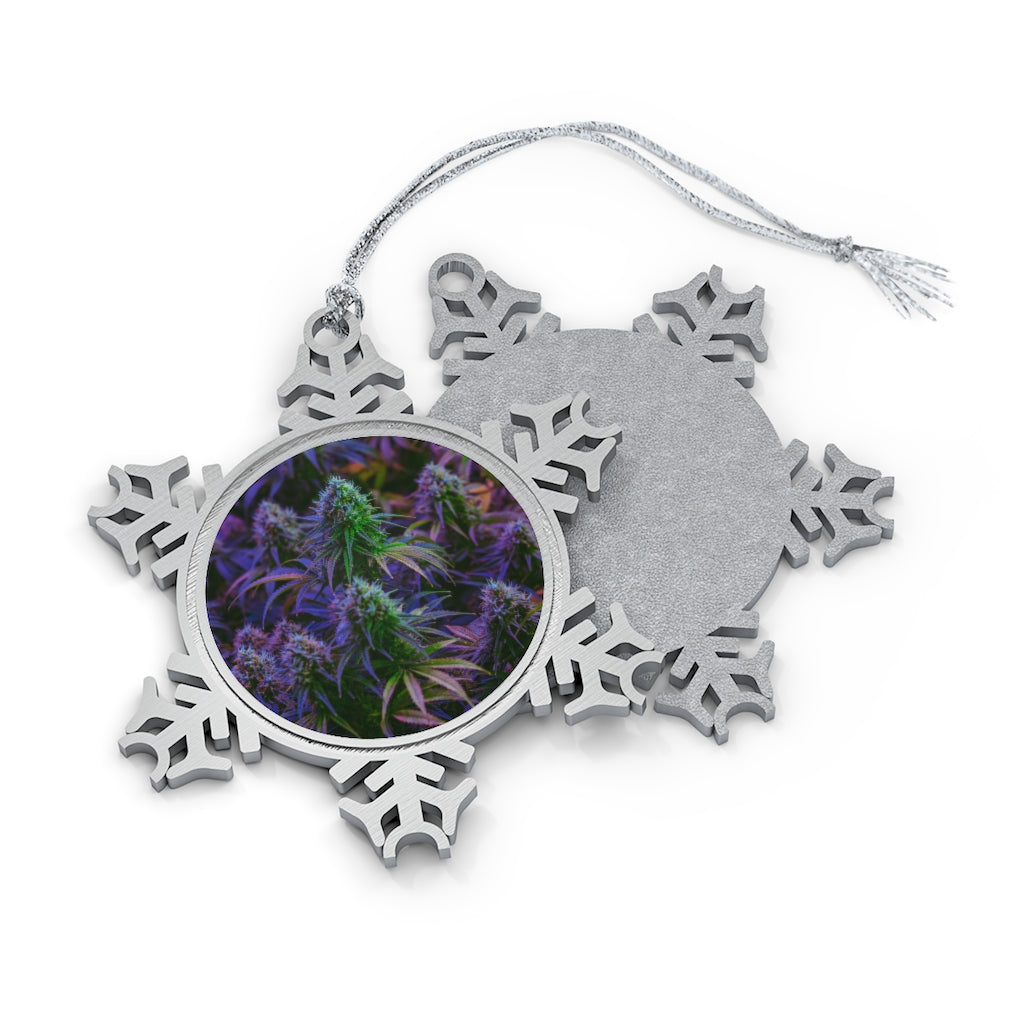 Cannabis Pewter Snowflake Ornament