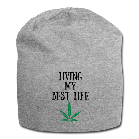 Living My Best Life Jersey Beanie - heather gray