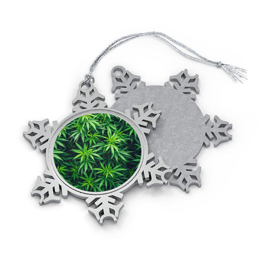 Cannabis Pewter Snowflake Ornament