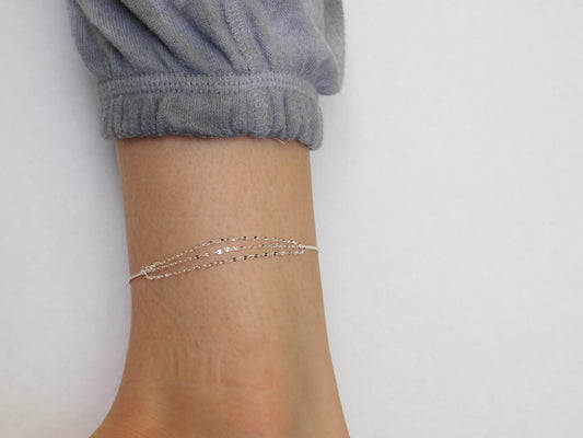 Multi-Layered Sterling Silver Anklet- Next Day Shipping