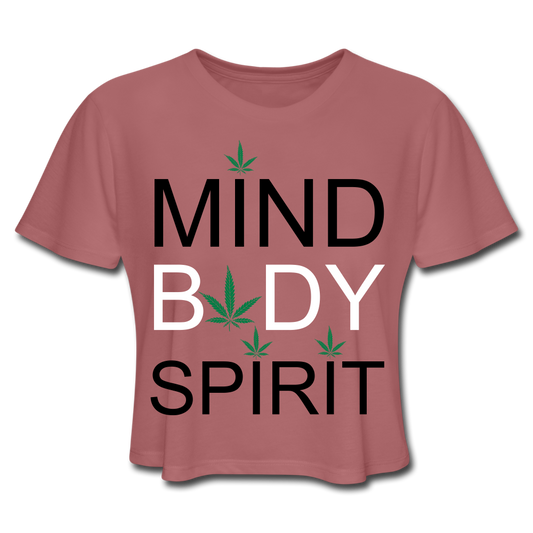 Mind Body Spirit Women's Cropped T-Shirt - mauve