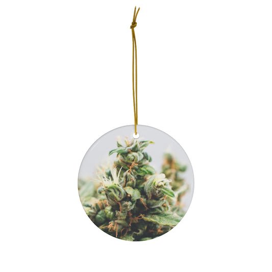 CannaBloom Cannabis Round Ceramic Ornaments