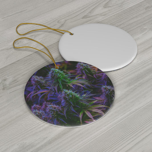 The Purple Cannabis Round Ceramic Ornaments