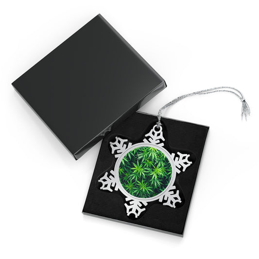 Cannabis Pewter Snowflake Ornament