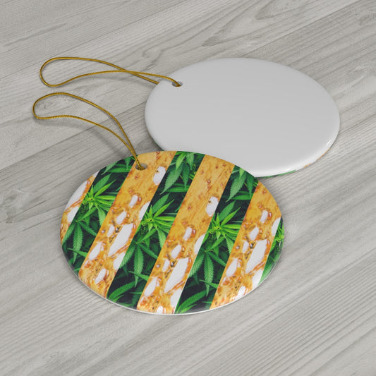 CannaDab Cannabis Round Ceramic Ornaments