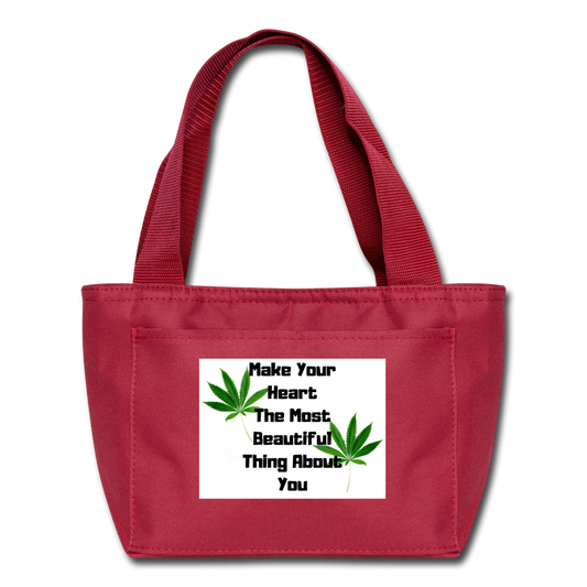 Make Your Heart The Most Beautiful Thing About You Cannabis Lunch Tote. - red