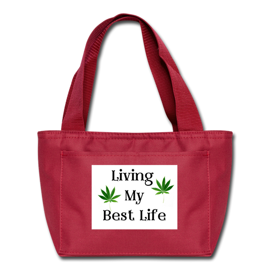 Living My Best Life Lunch Tote - red