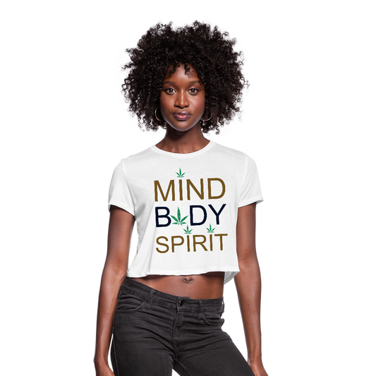 Mind Body Spirit Ladies Cropped T-Shirt - white