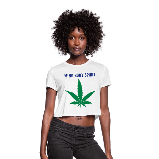 Mind Body Spirit Ladies Cropped T-Shirt - white