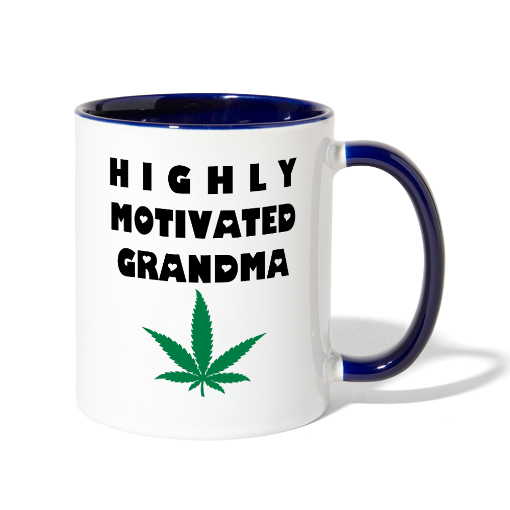 Highly Motivated Grandma Contrast Coffee Mug - white/cobalt blue