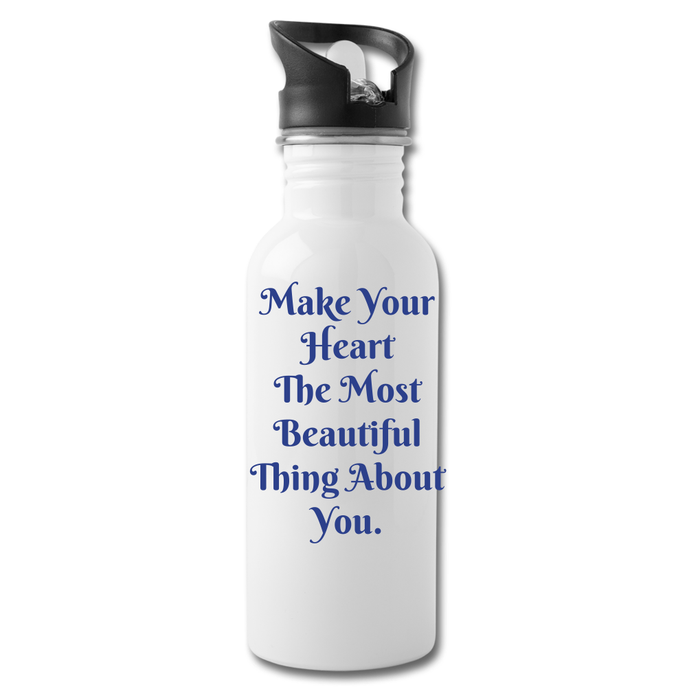 Beautiful Heart Water Bottle - white