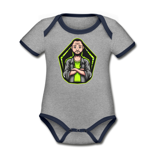 The Gamer Organic Contrast Short Sleeve Baby Bodysuit - heather gray/navy