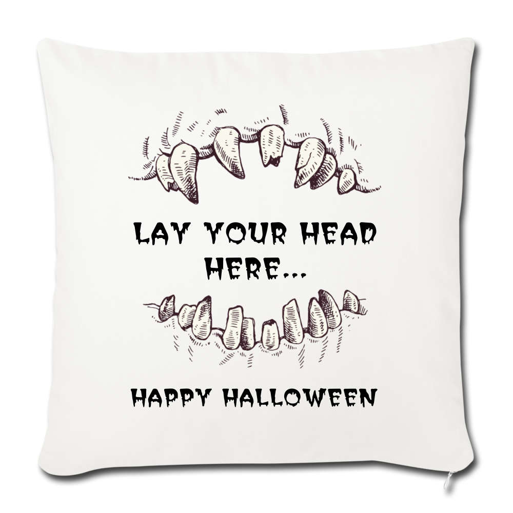 Halloween Lay Your Head Here Throw Pillow Cover 18” x 18” - natural white