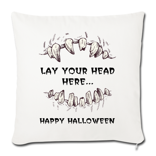 Halloween Lay Your Head Here Throw Pillow Cover 18” x 18” - natural white