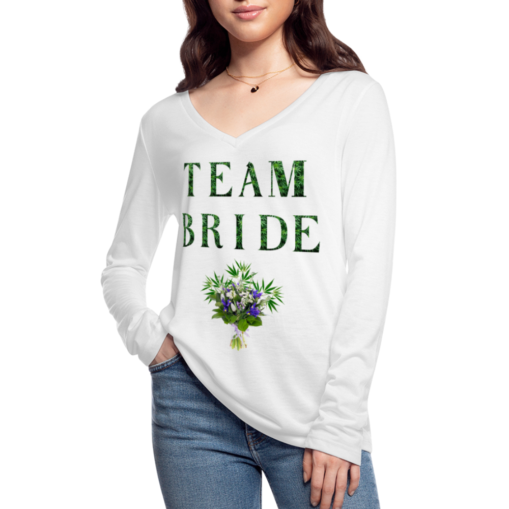 Women’s Long Sleeve  V-Neck Flowy Tee - white