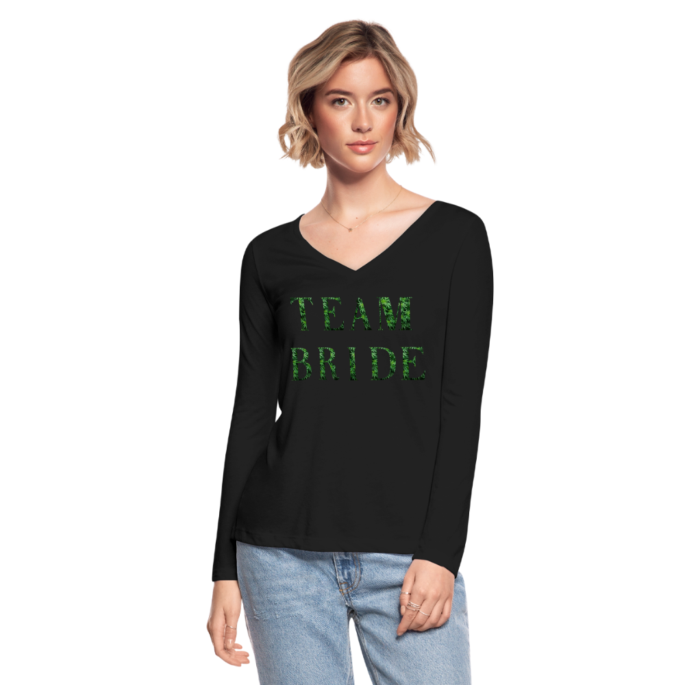 Women’s Long Sleeve  V-Neck Flowy Tee - black