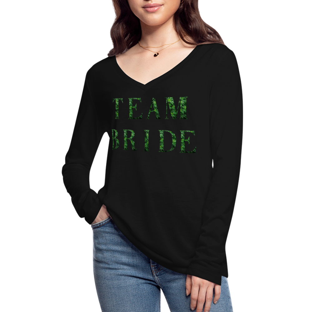 Women’s Long Sleeve  V-Neck Flowy Tee - black