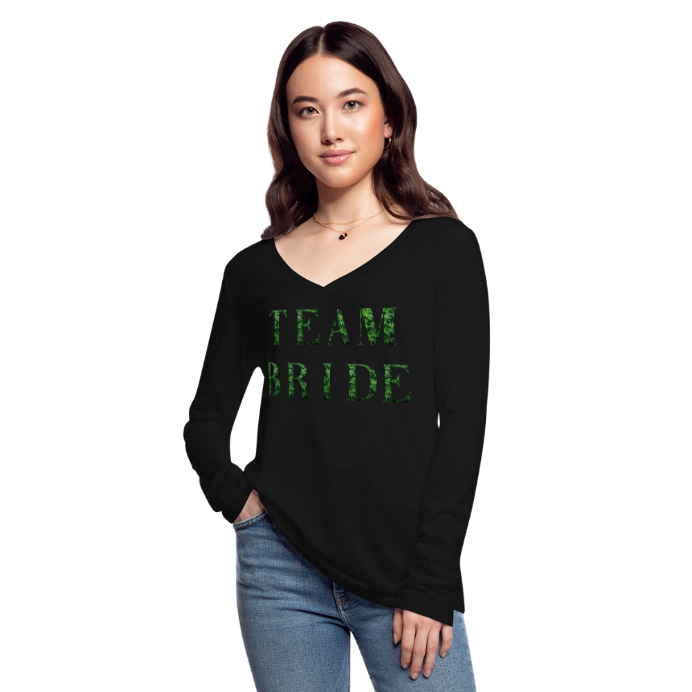 Women’s Long Sleeve  V-Neck Flowy Tee - black